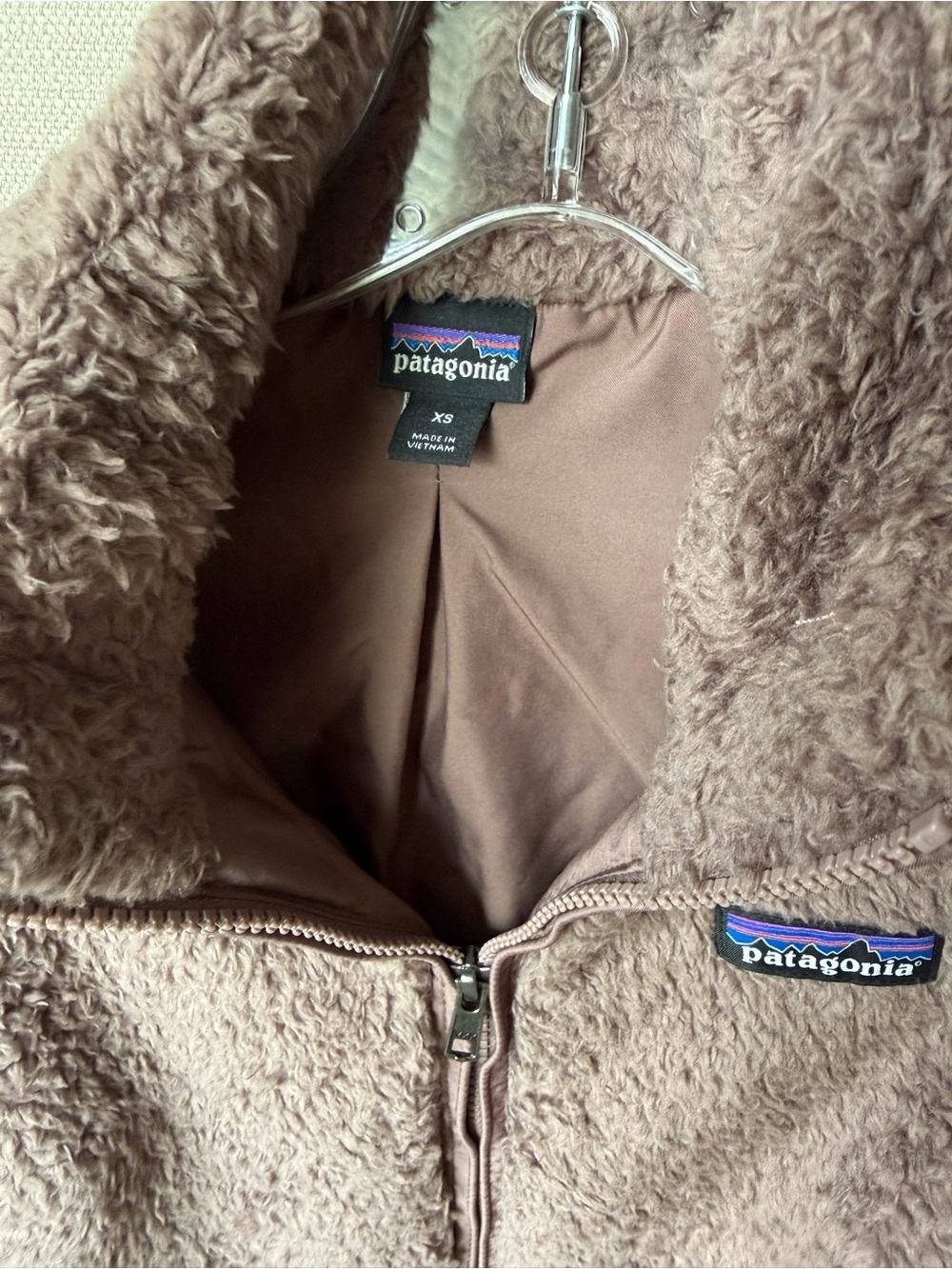 Patagonia Women's Fuzzy Zip Vest in Dusty Mauve - Picture 6 of 8